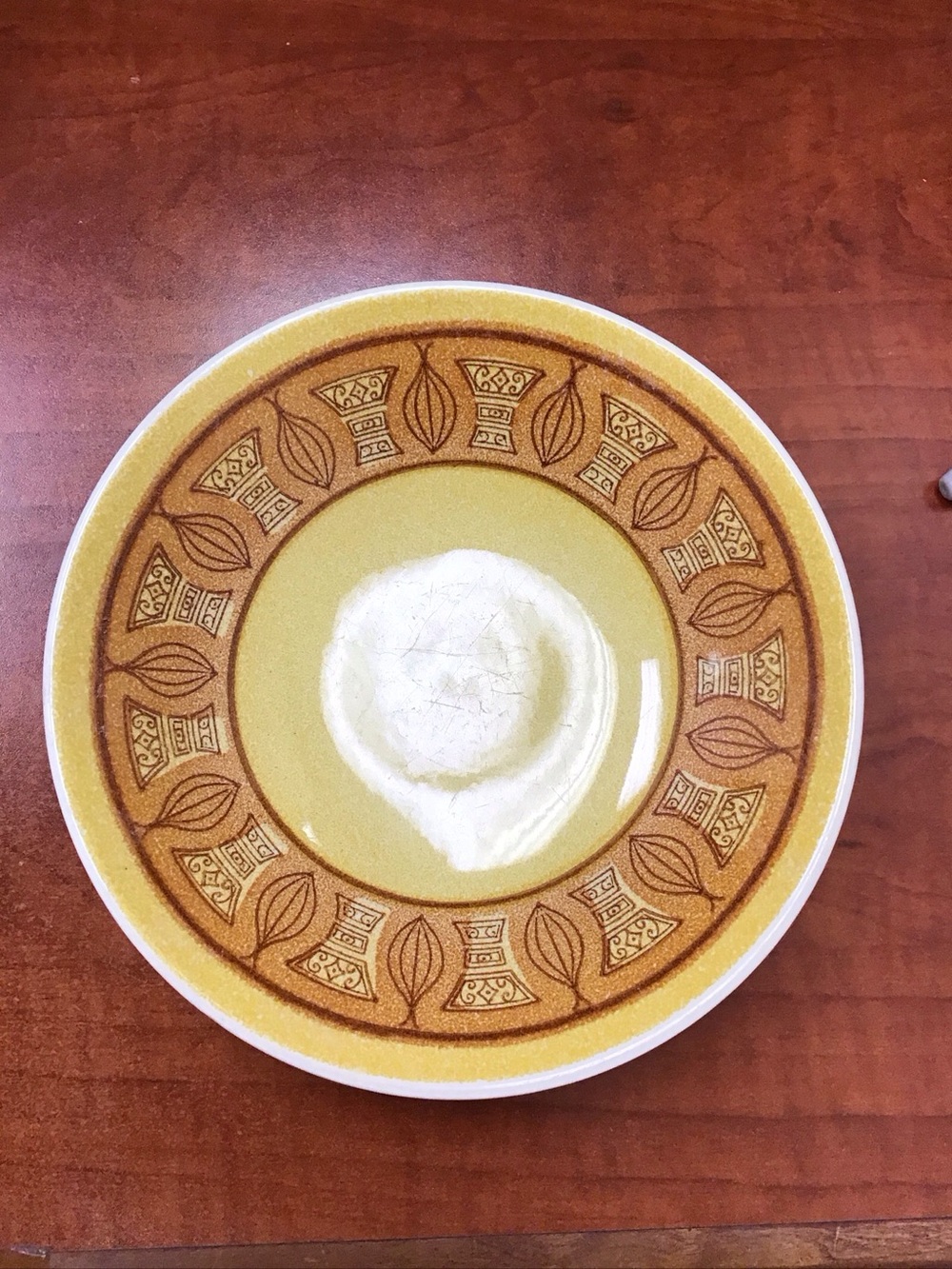 Vintage MCM Taylor Smith & Taylor Honey Gold Atomic Onion Cereal Soup Bowl